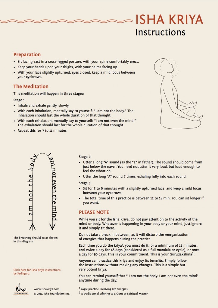 Instructions for Isha Kriya Omlinkyoga