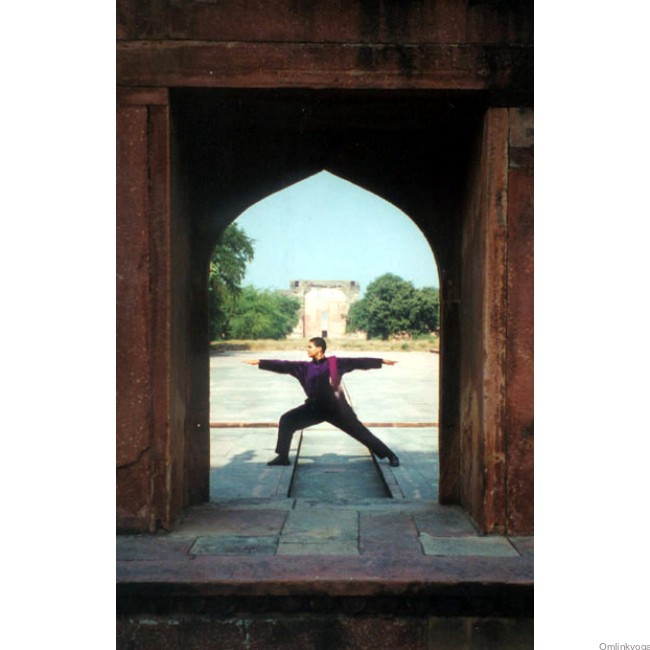 Julie in posture, at Fatehpur Sikri, India (1999)
