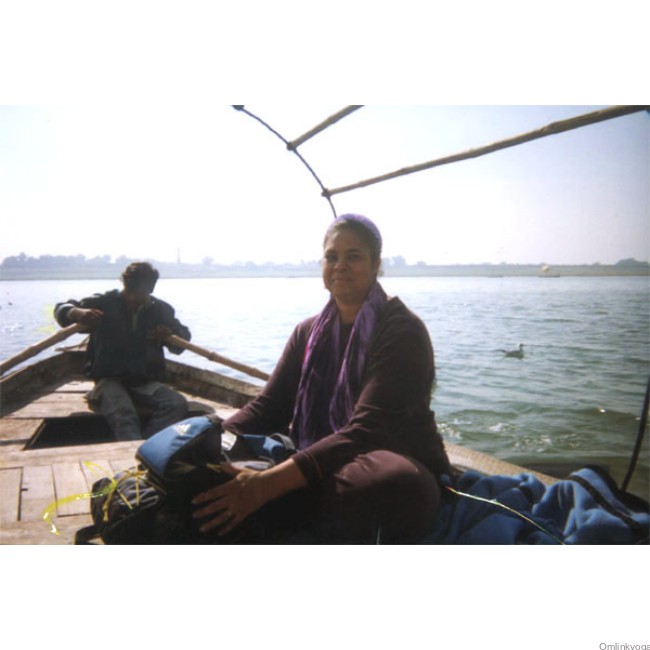 Julie, on the Sangam river, Allahbad, India (2003)