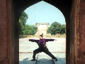 Julie in posture, at Fatehpur Sikri, India (1999)