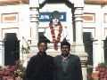 Julie with Dr. Krishna M.Tripathi at Malaviya Bhavan Yoga Kendra, Benares Hindu University, India (2000)